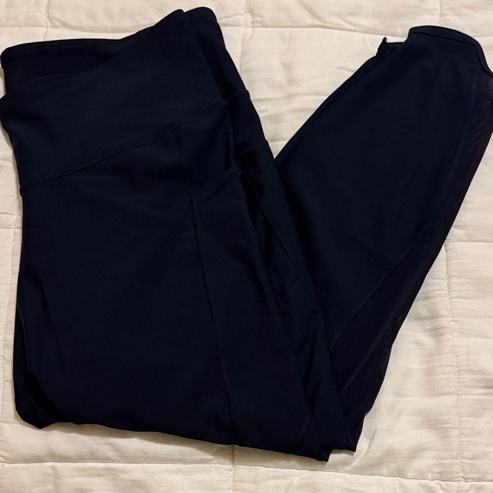 Navy Leggings with Mesh Accents
